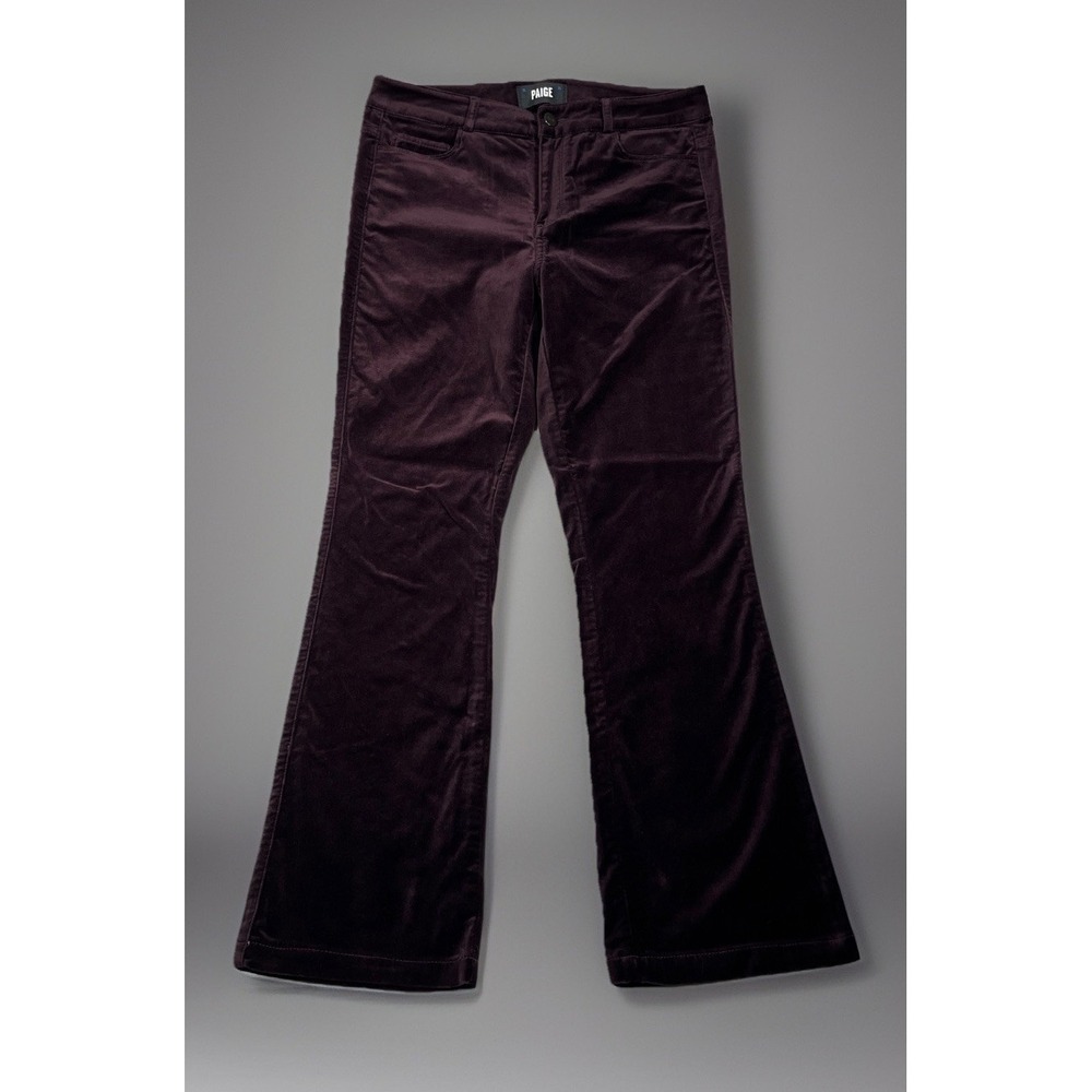 Paige High Rise Laurel Canyon Bootcut Pant Women *fits 28 Black Cherry Velvet